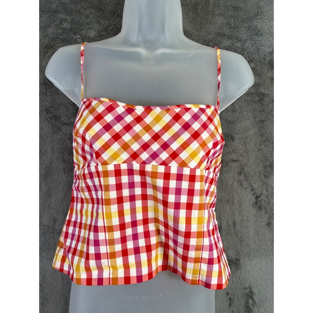 Moschino Cheap & Chic Gingham Crop Top Sz 10 Multi Cami Strappy Tank Y2K